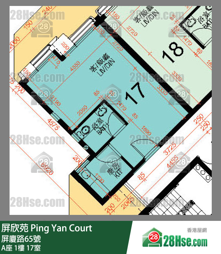 屏欣苑 A座 1樓 17室 平面圖