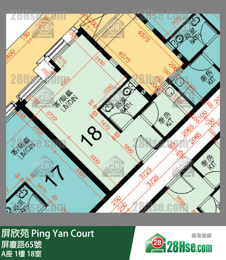 屏欣苑 A座 1樓 18室 平面圖