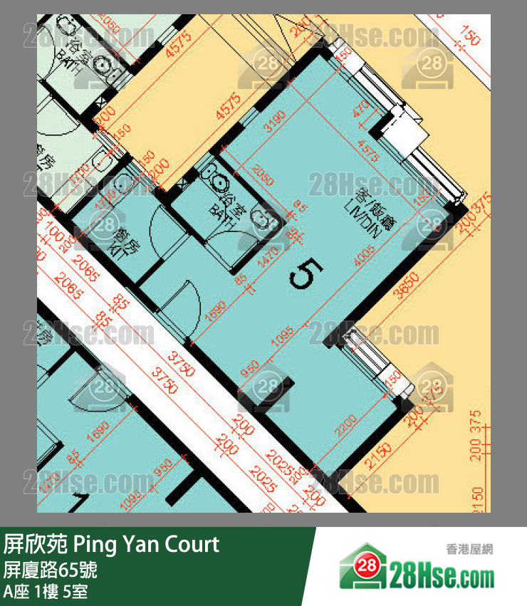 屏欣苑 A座 1樓 5室 平面圖