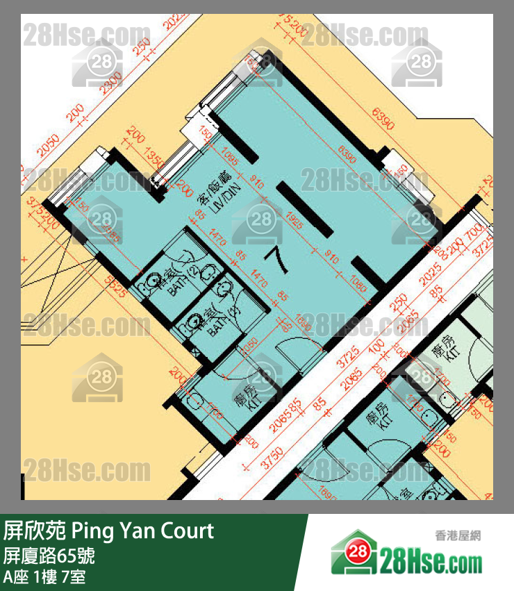 屏欣苑 A座 1樓 7室 平面圖