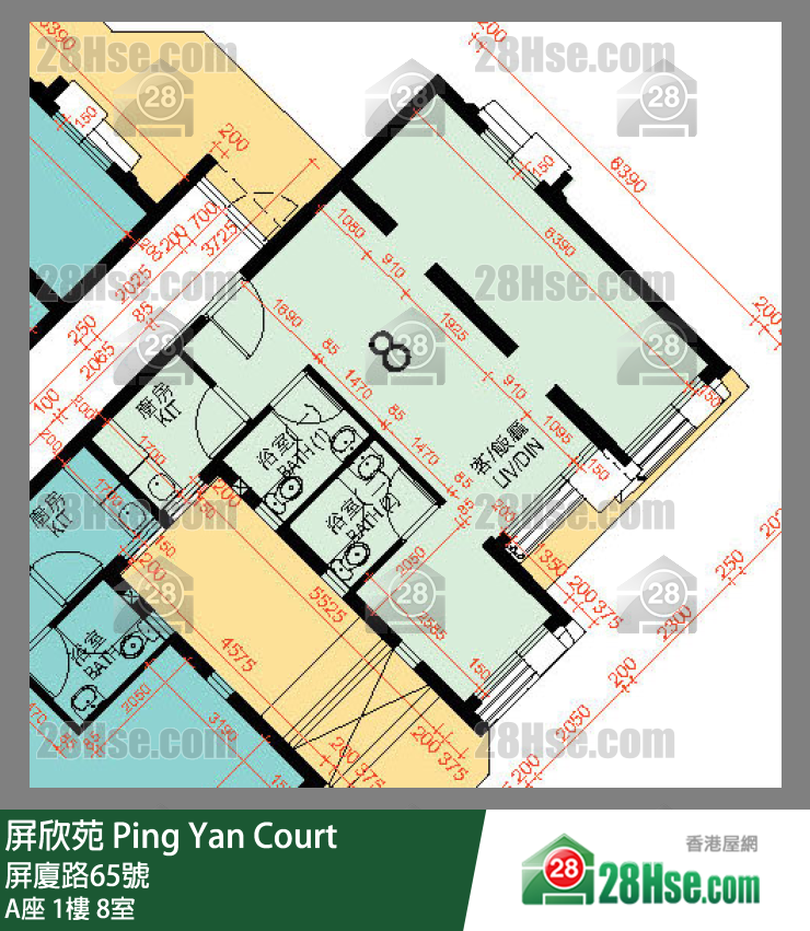 屏欣苑 A座 1樓 8室 平面圖
