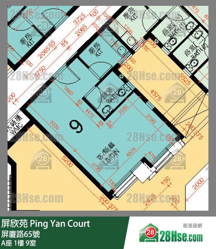 屏欣苑 A座 1樓 9室 平面圖