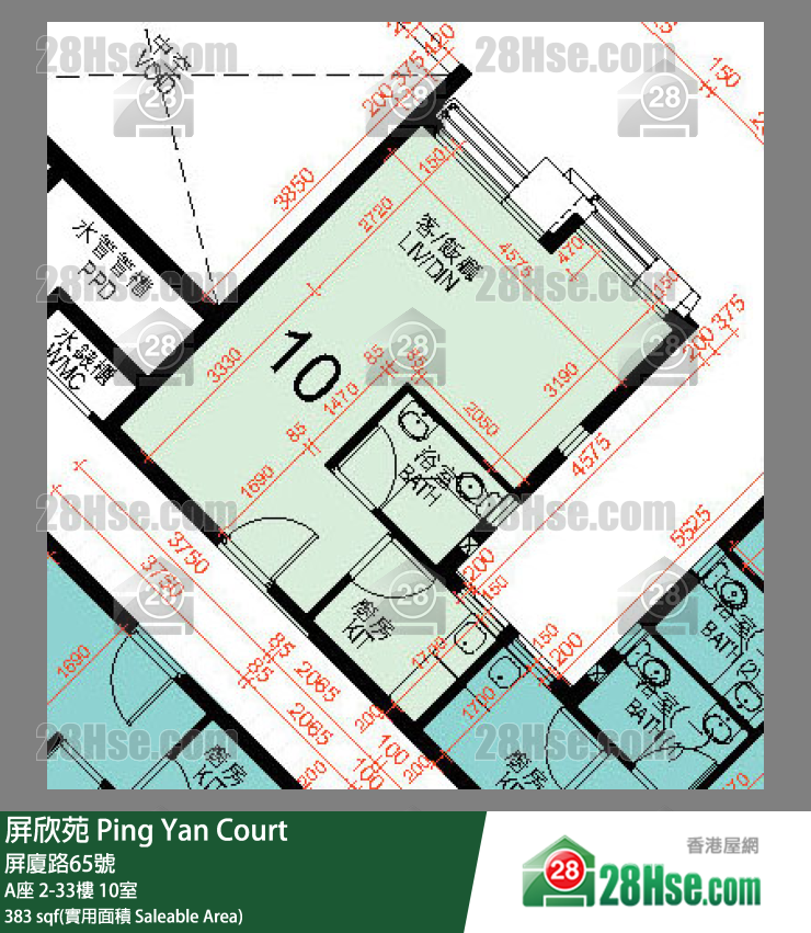 屏欣苑 A座 14樓 10室 平面圖