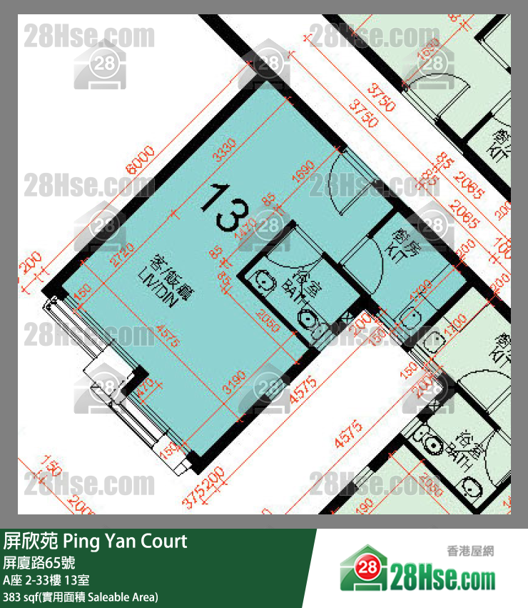 屏欣苑 A座 6樓 13室 平面圖