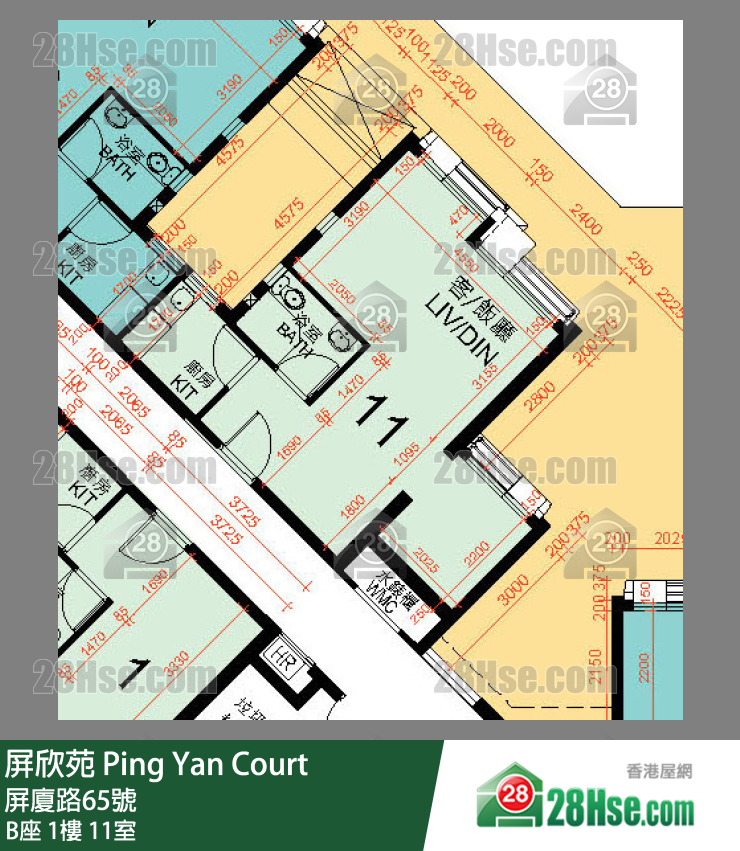 屏欣苑 B座 1樓 11室 平面圖