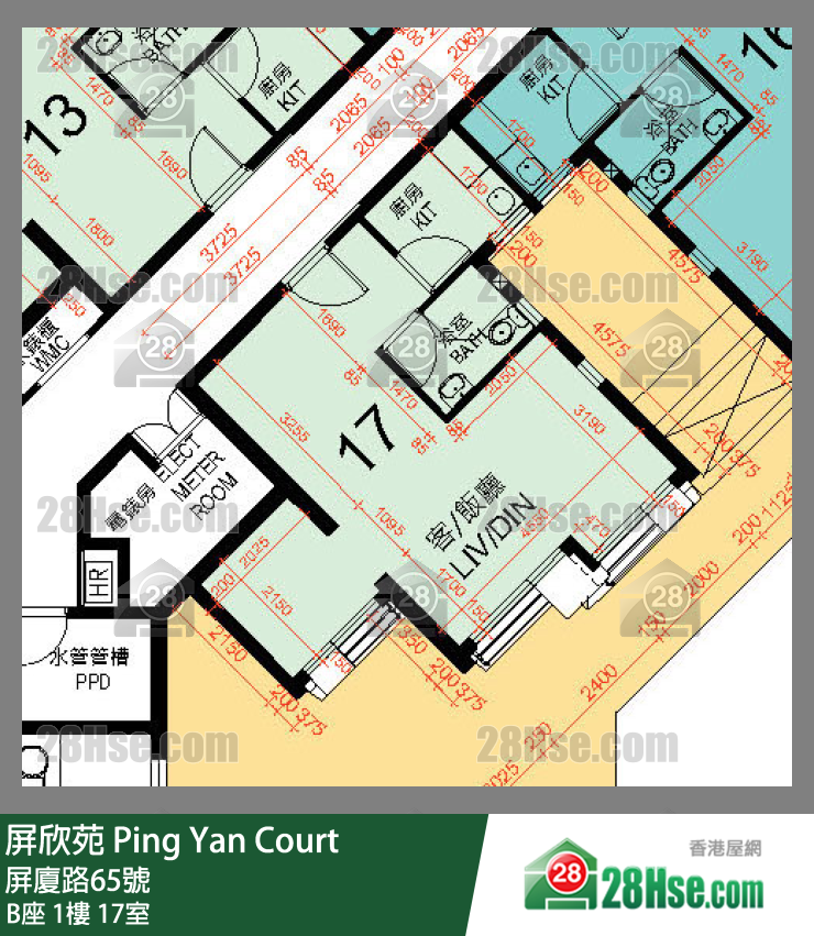 屏欣苑 B座 1楼 17室 平面图