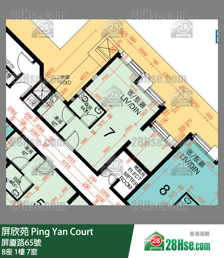 屏欣苑 B座 1樓 7室 平面圖