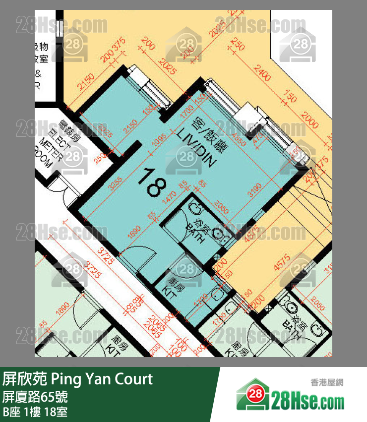 屏欣苑 B座 1樓 18室 平面圖