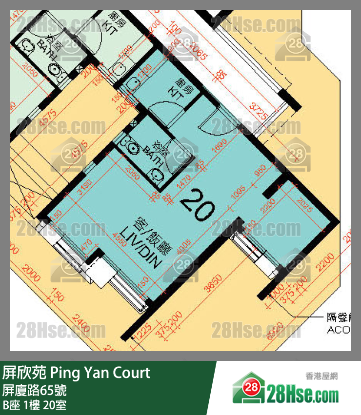 屏欣苑 B座 1樓 20室 平面圖