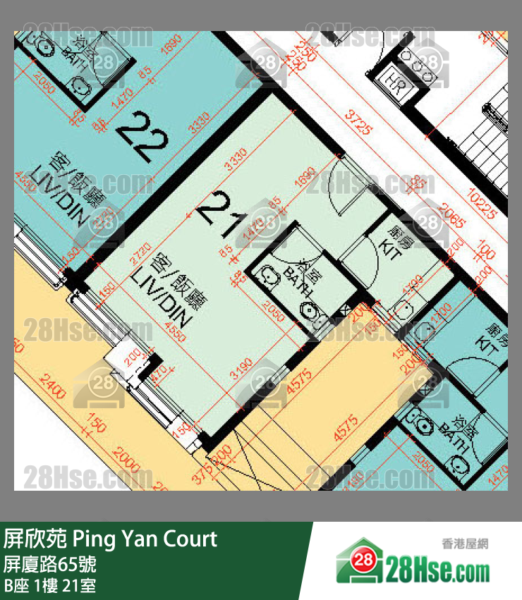 屏欣苑 B座 1樓 21室 平面圖