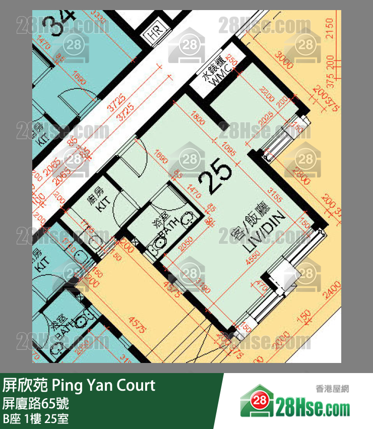 屏欣苑 B座 1樓 25室 平面圖