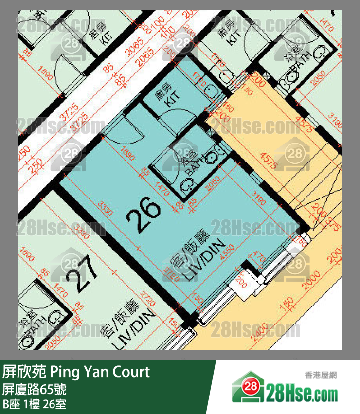 屏欣苑 B座 1楼 26室 平面图