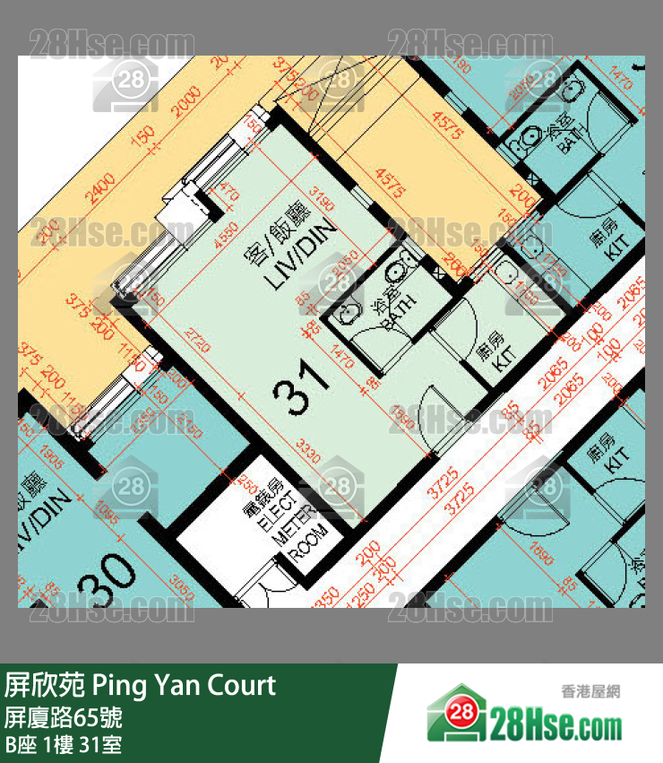 屏欣苑 B座 1樓 31室 平面圖