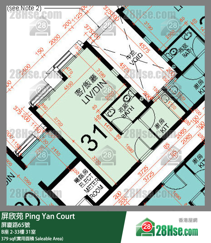 屏欣苑 B座 10樓 31室 平面圖