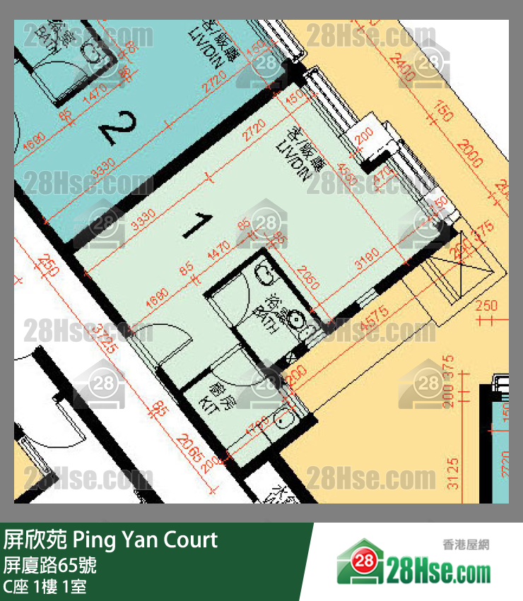 屏欣苑 C座 1楼 1室 平面图
