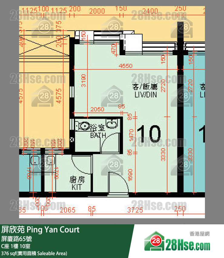 屏欣苑 C座 1樓 10室 平面圖