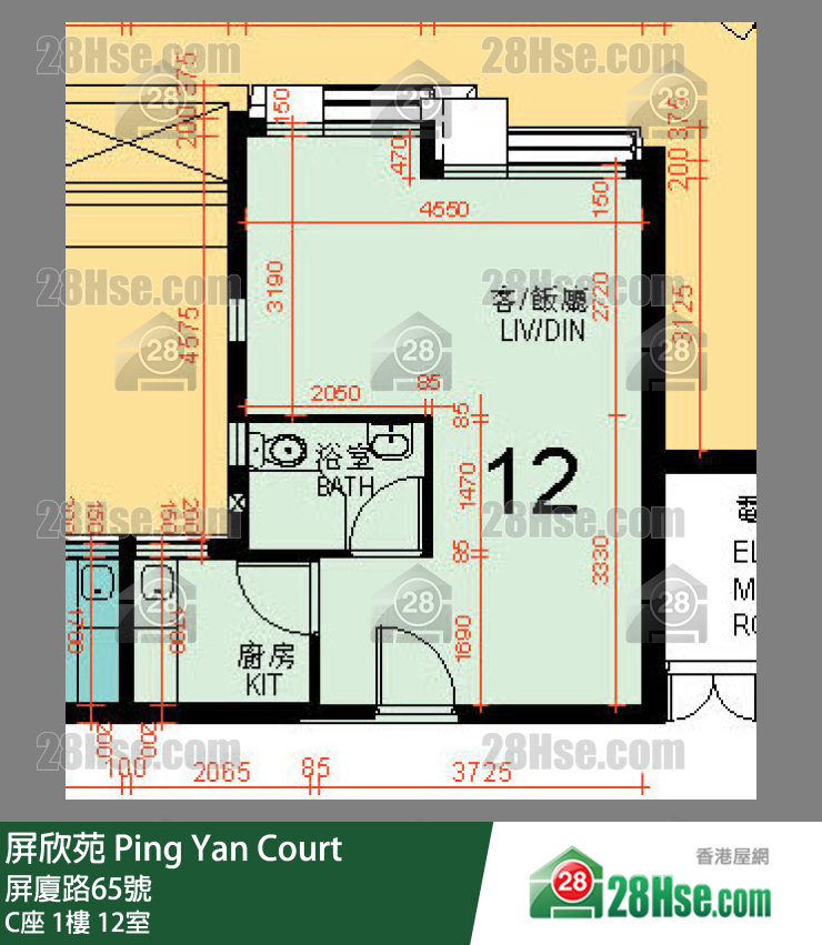 屏欣苑 C座 1楼 12室 平面图