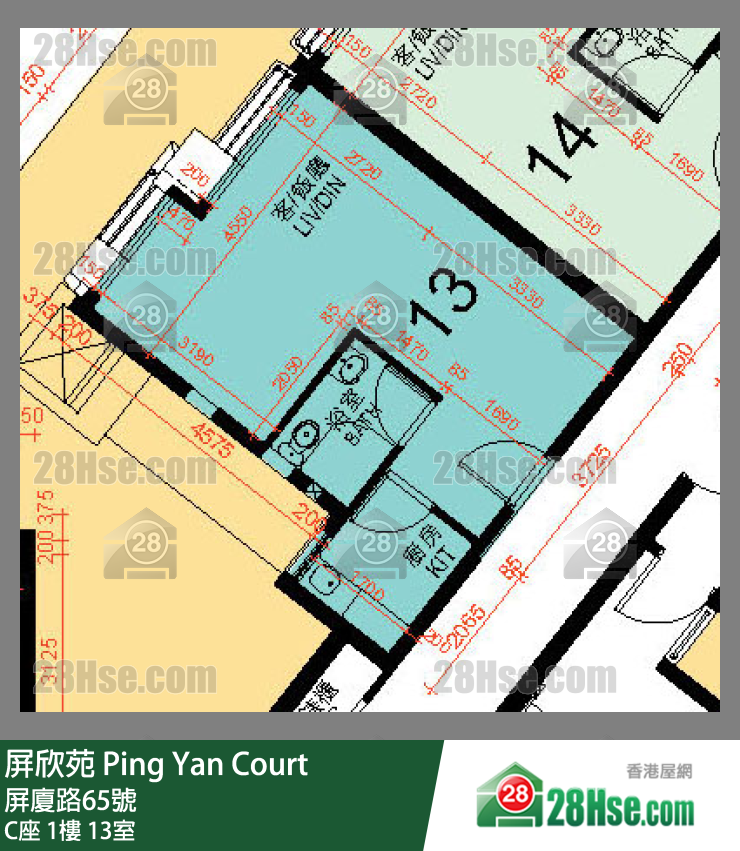 屏欣苑 C座 1樓 13室 平面圖