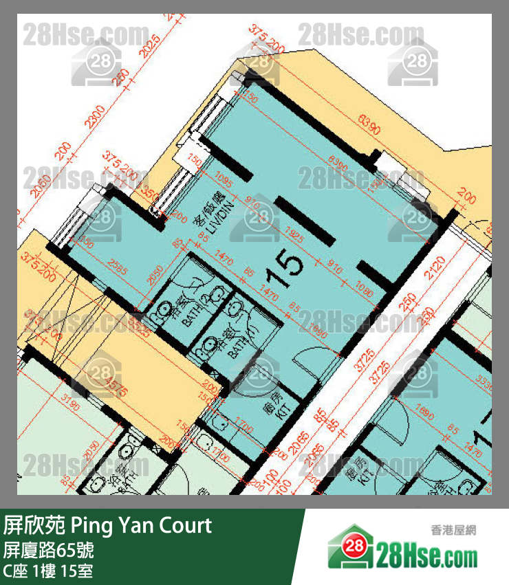 屏欣苑 C座 1楼 15室 平面图