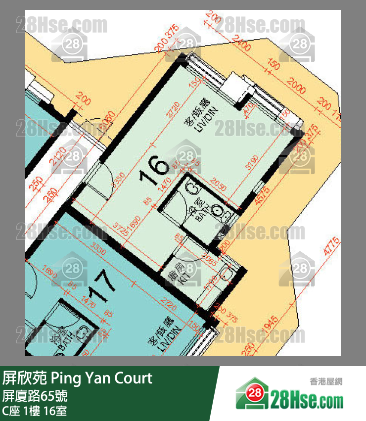 屏欣苑 C座 1樓 16室 平面圖