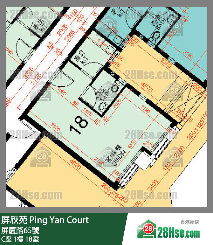 屏欣苑 C座 1樓 18室 平面圖