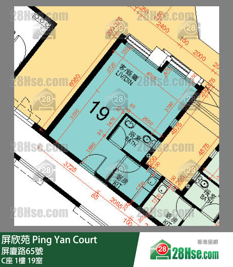 屏欣苑 C座 1樓 19室 平面圖