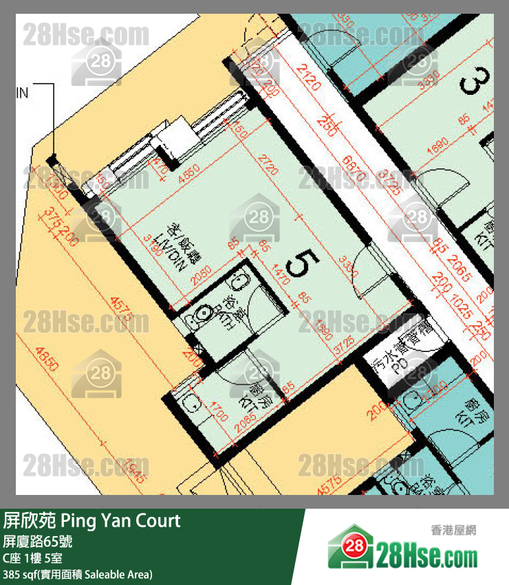 屏欣苑 C座 1樓 5室 平面圖
