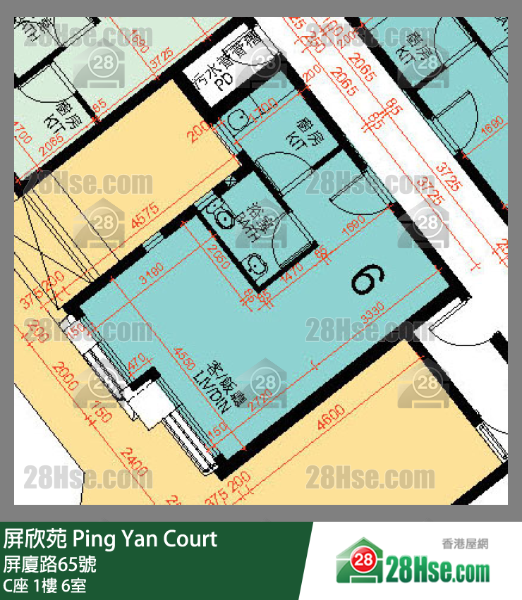 屏欣苑 C座 1楼 6室 平面图