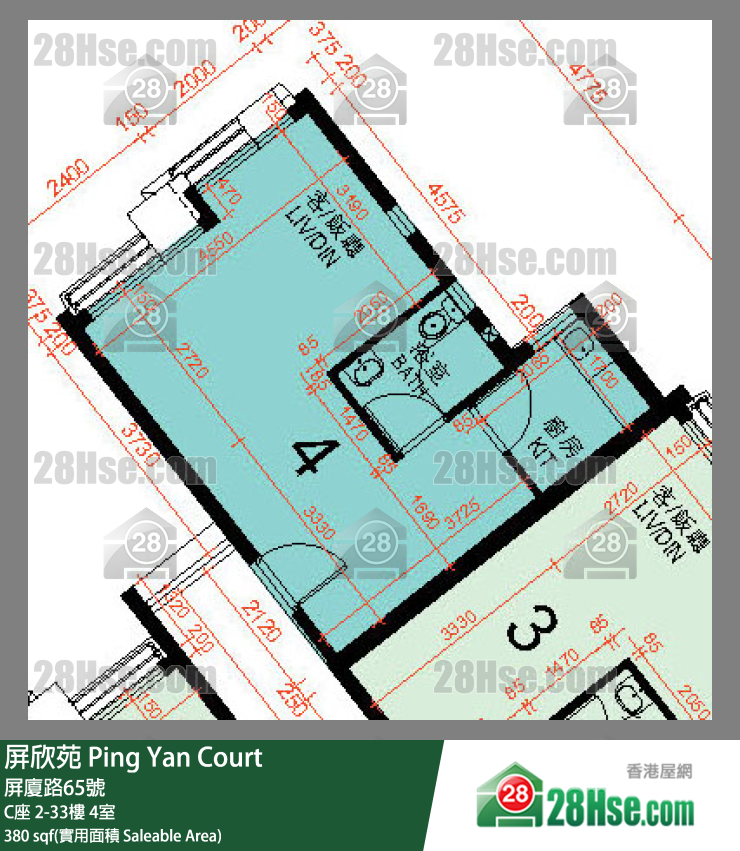 屏欣苑 C座 3樓 4室 平面圖