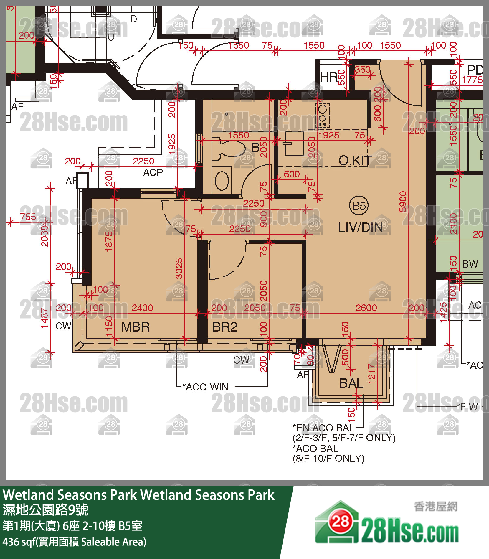 Wetland Seasons Park 单位平面图(由 28Hse 提供)