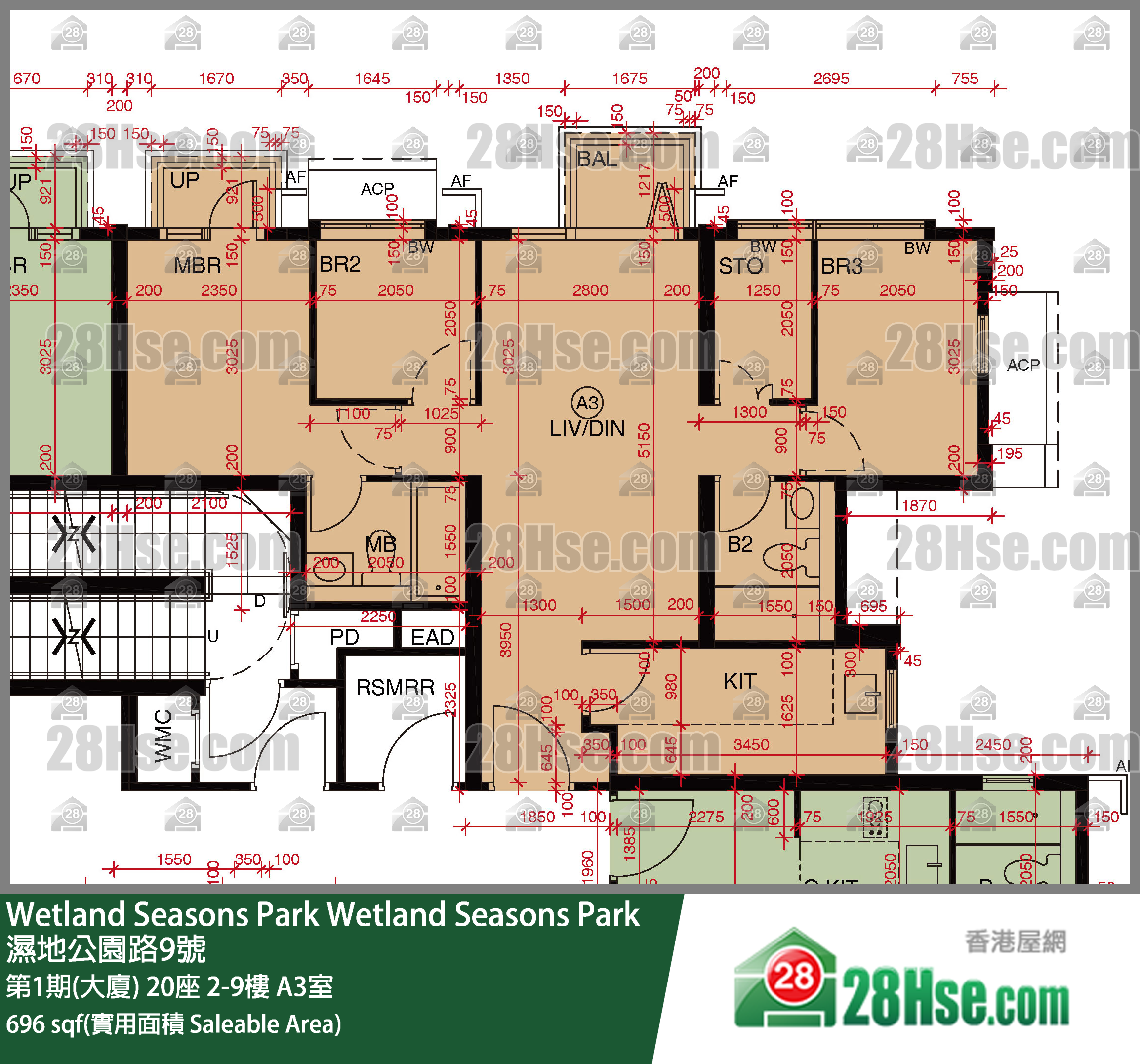 Wetland Seasons Park 单位平面图(由 28Hse 提供)