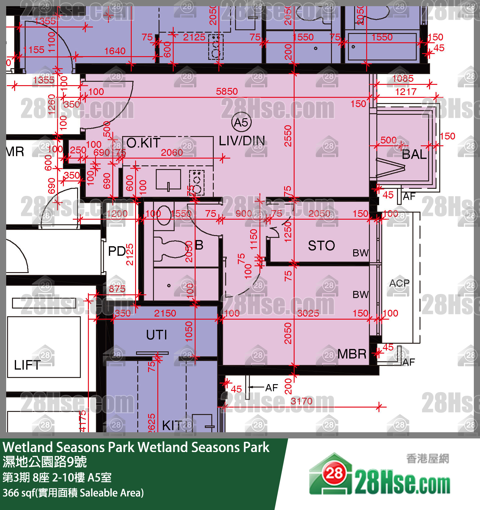 Wetland Seasons Park 单位平面图(由 28Hse 提供)
