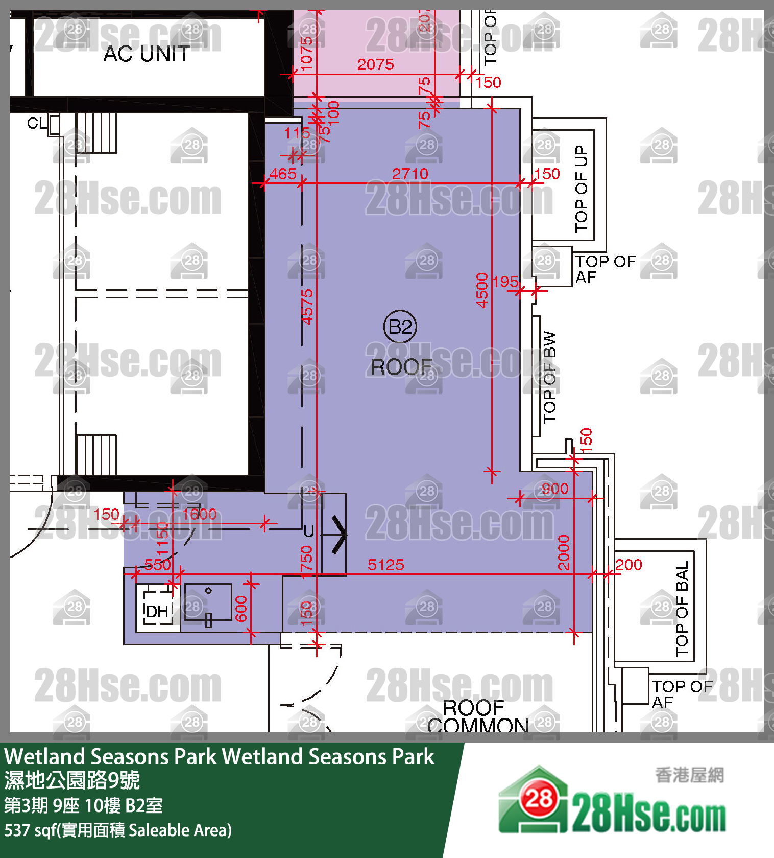 Wetland Seasons Park 第3期 9座 10樓 B2室 平面圖