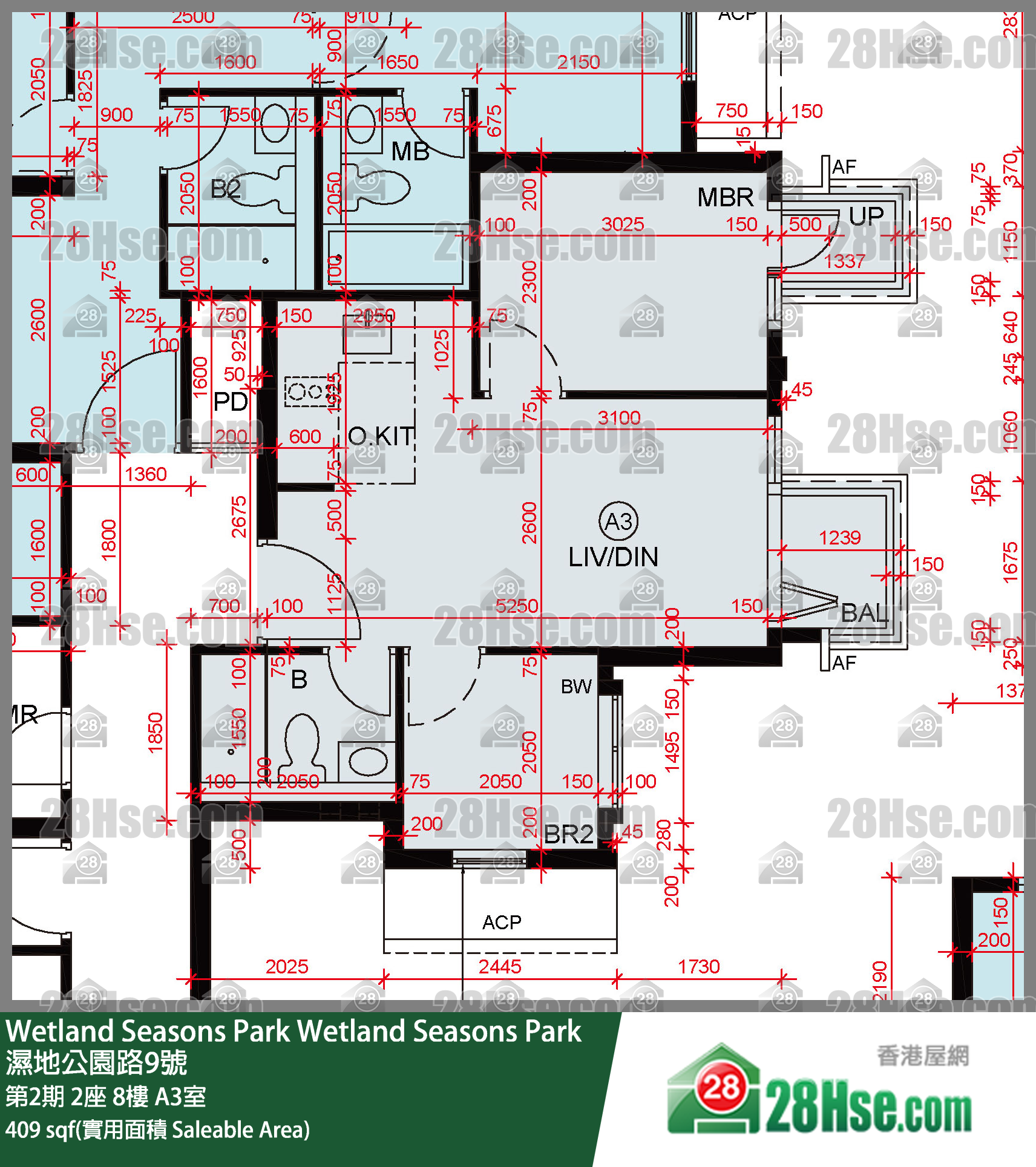 Wetland Seasons Park 单位平面图(由 28Hse 提供)