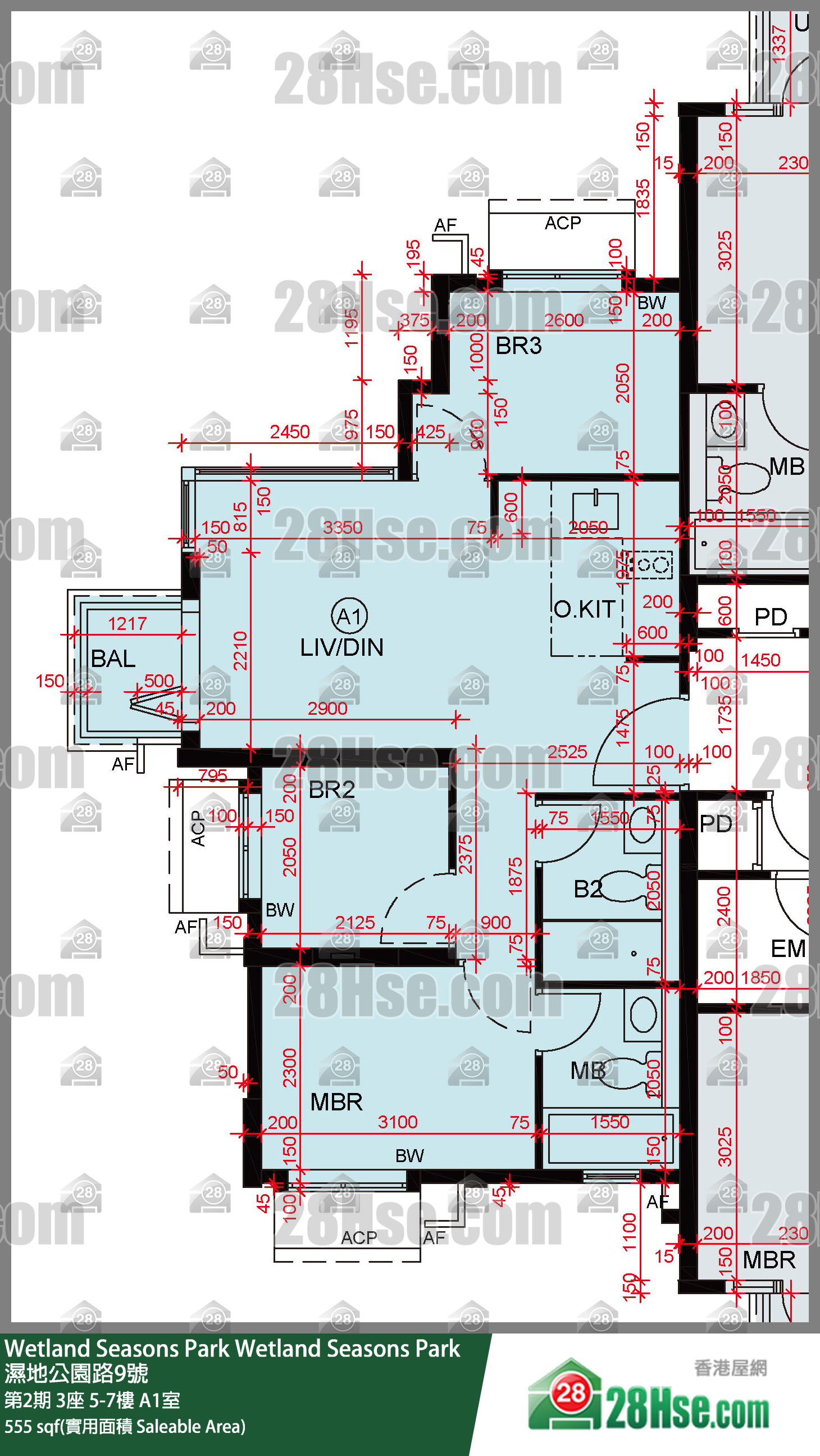 Wetland Seasons Park 第2期 3座 5樓 A1室 平面圖