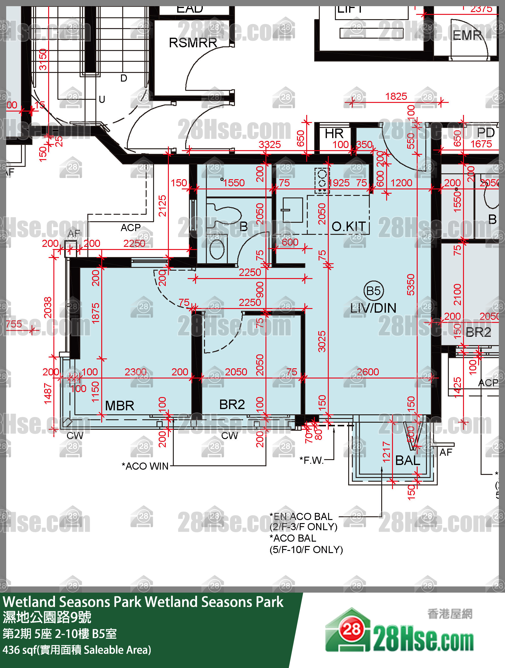 Wetland Seasons Park 單位平面圖(由 28Hse 提供)