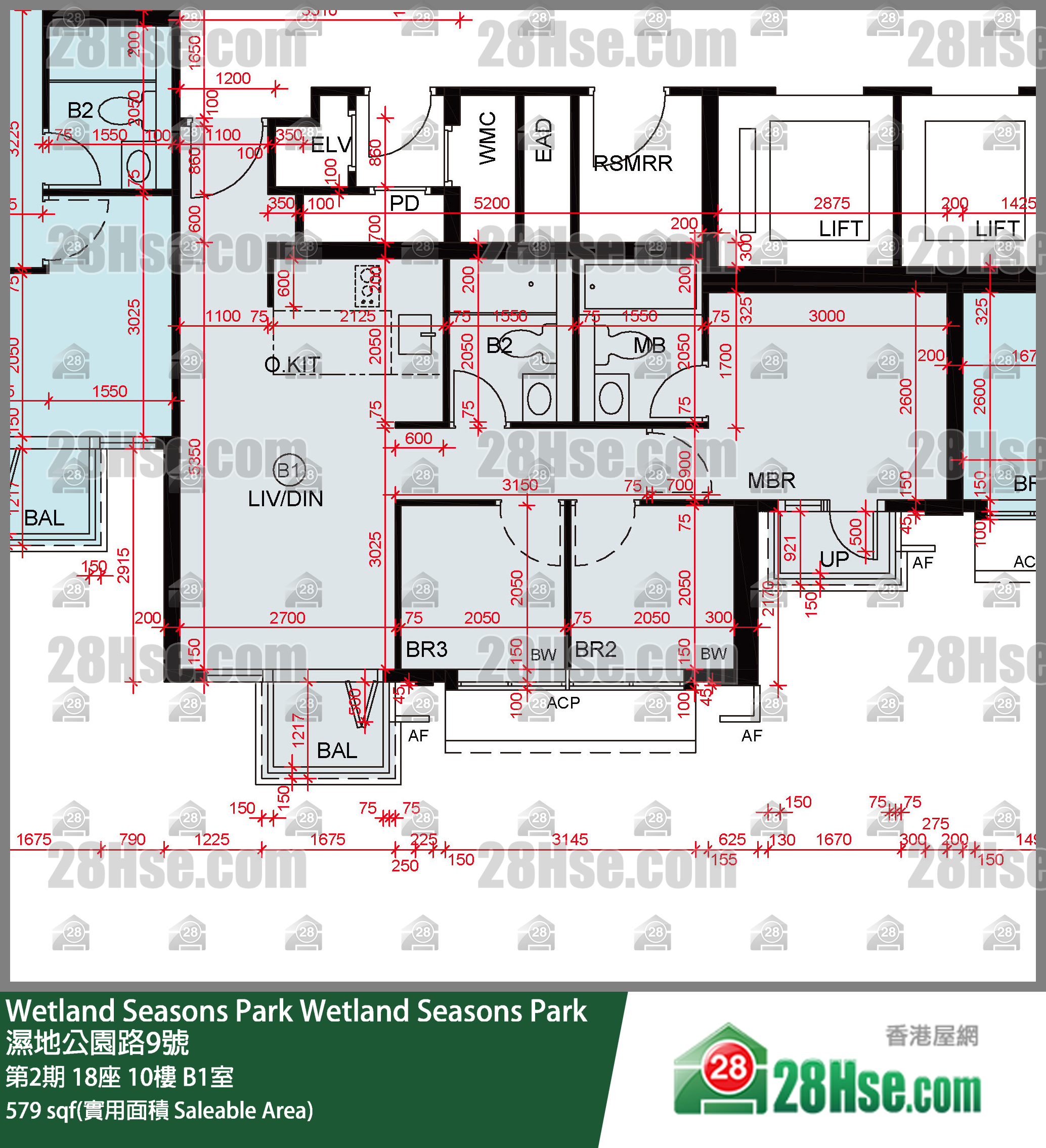 Wetland Seasons Park 第2期 18座 10樓 B1室 平面圖