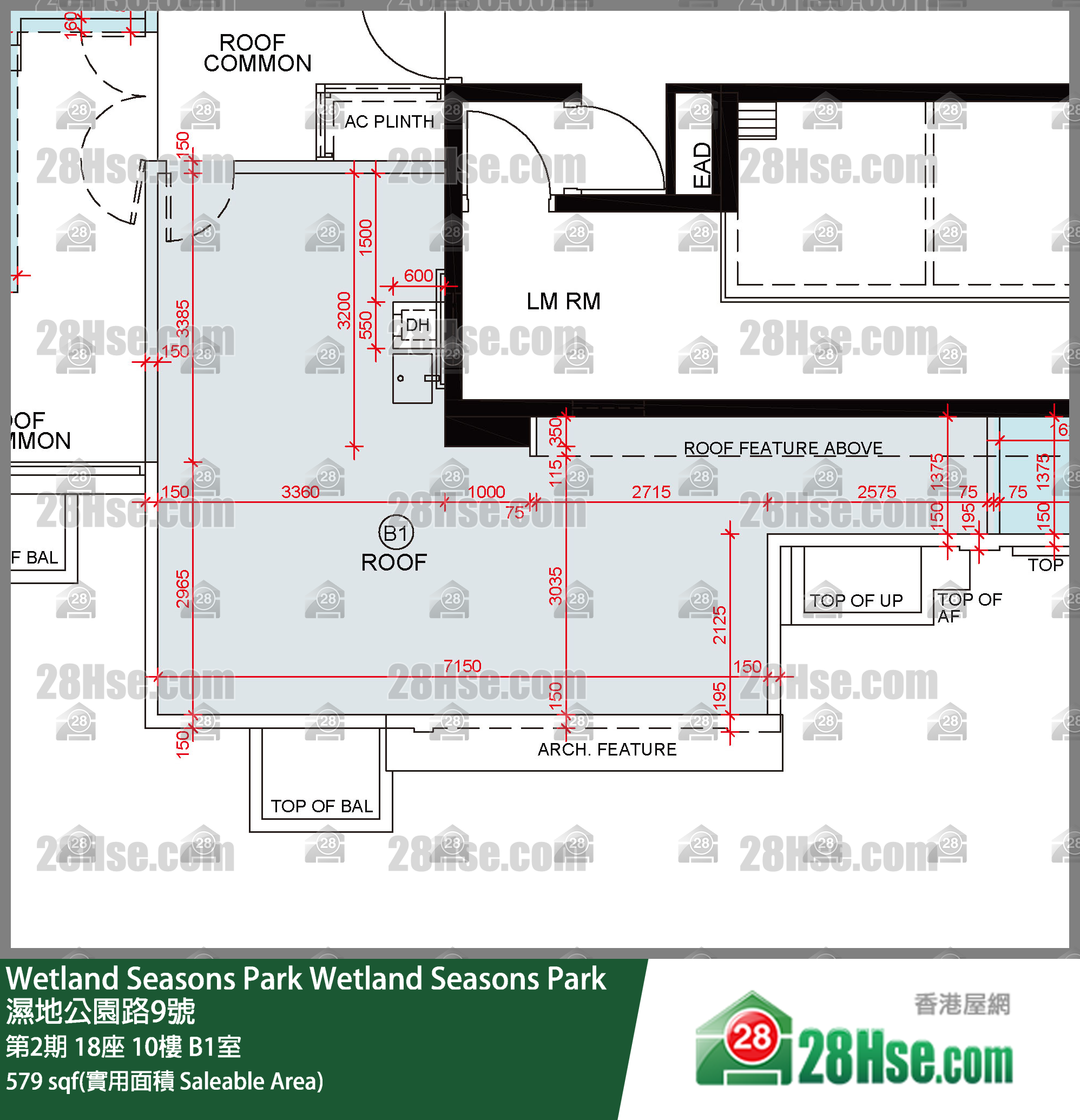 Wetland Seasons Park 第2期 18座 10樓 B1室 平面圖