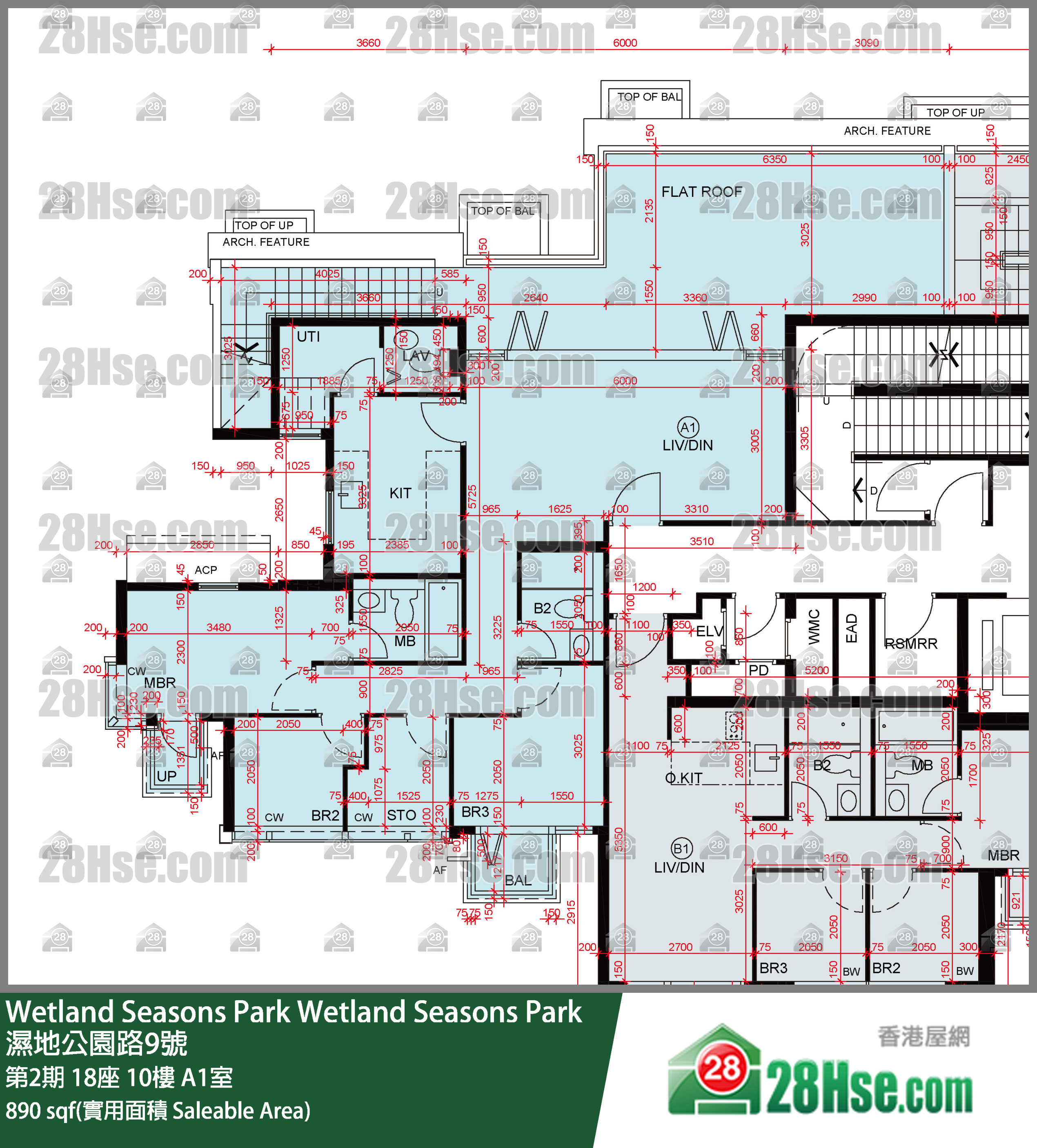 Wetland Seasons Park 第2期 18座 10樓 A1室 平面圖