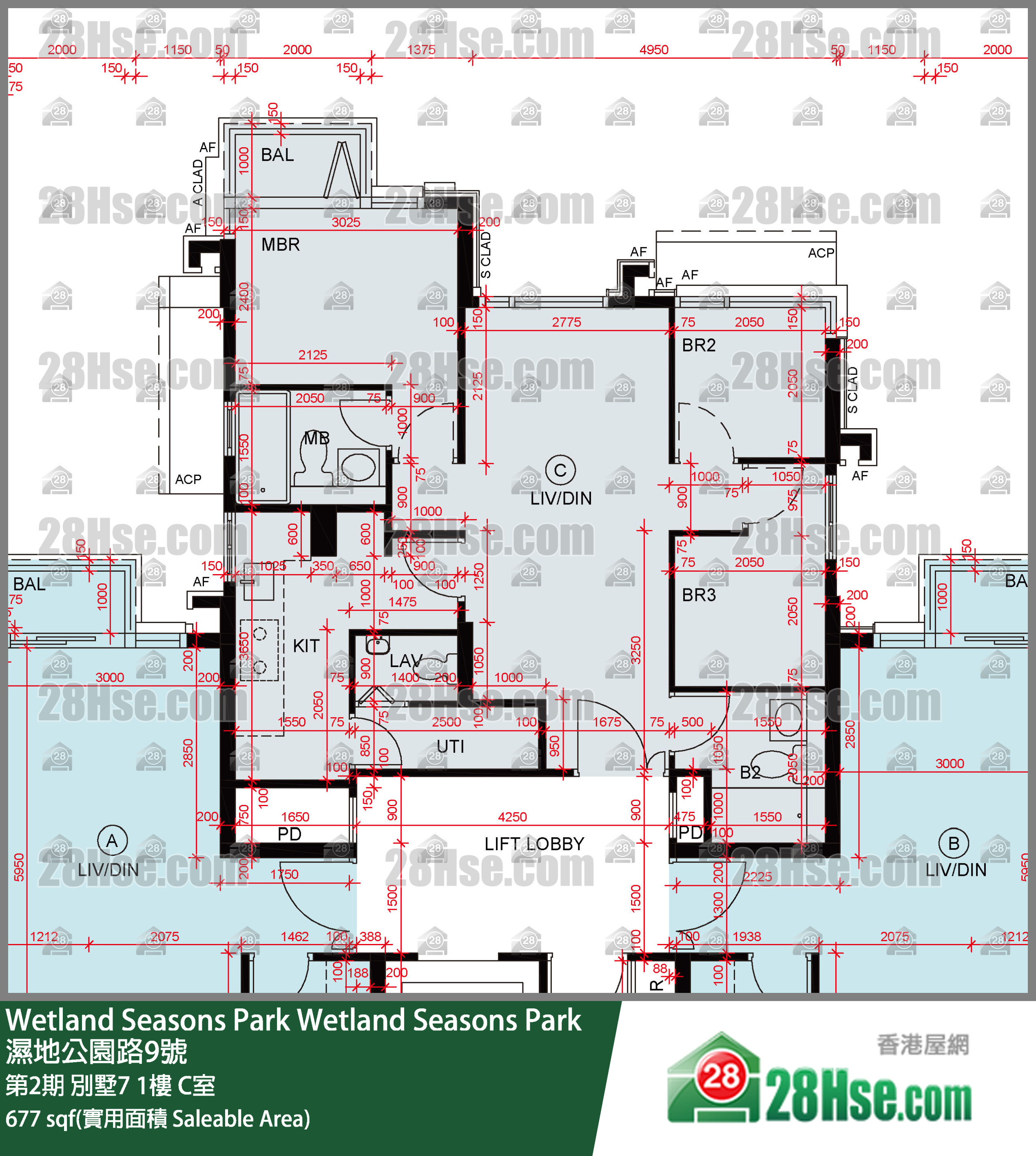 Wetland Seasons Park 單位平面圖(由 28Hse 提供)