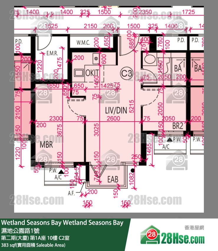 Wetland Seasons Bay 第二期(大廈) 第1A座 10樓 C2室 平面圖