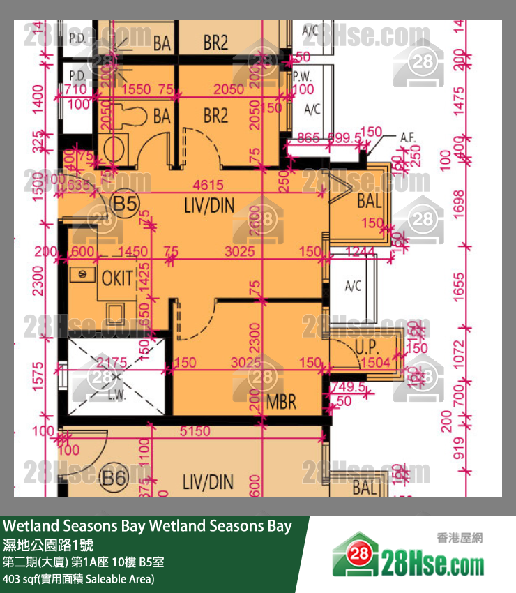 Wetland Seasons Bay 第二期(大廈) 第1A座 10樓 B5室 平面圖