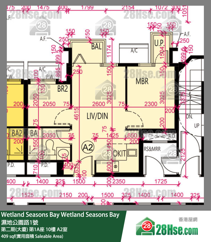 Wetland Seasons Bay 第二期(大廈) 第1A座 10樓 A2室 平面圖