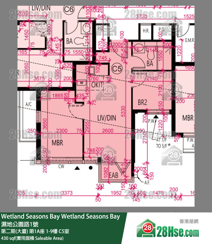 Wetland Seasons Bay 第二期(大廈) 第1A座 1樓 C5室 平面圖