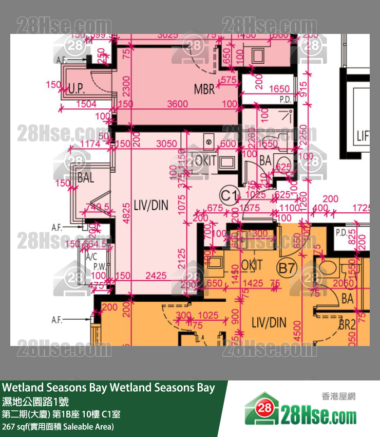 Wetland Seasons Bay 第二期(大厦) 第1B座 10楼 C1室 平面图