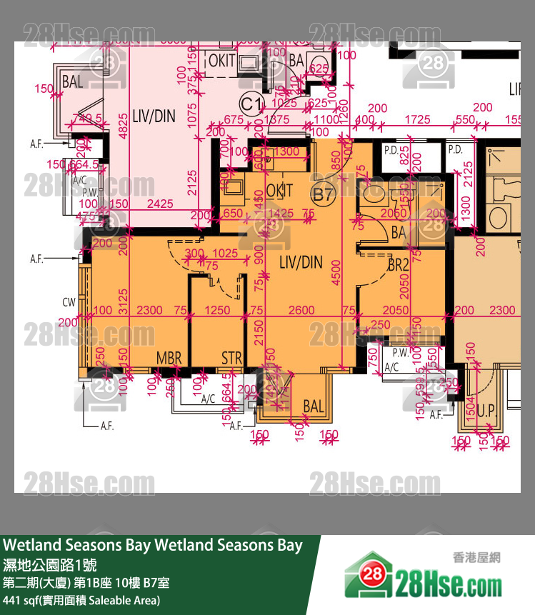 Wetland Seasons Bay 第二期(大厦) 第1B座 10楼 B7室 平面图