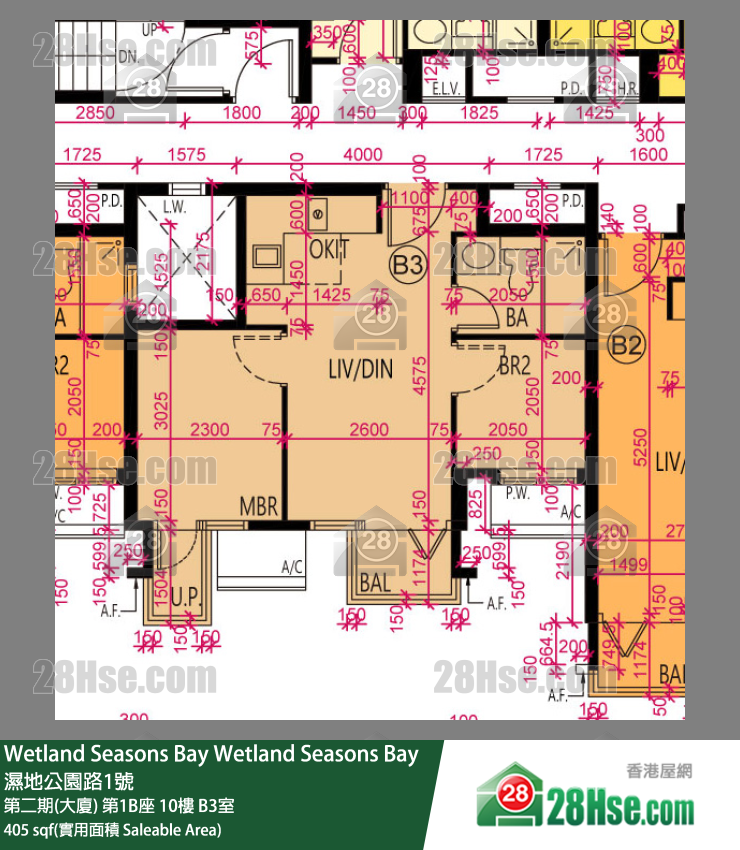 Wetland Seasons Bay 第二期(大厦) 第1B座 10楼 B3室 平面图