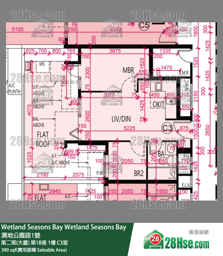 Wetland Seasons Bay 第二期(大厦) 第1B座 1楼 C3室 平面图
