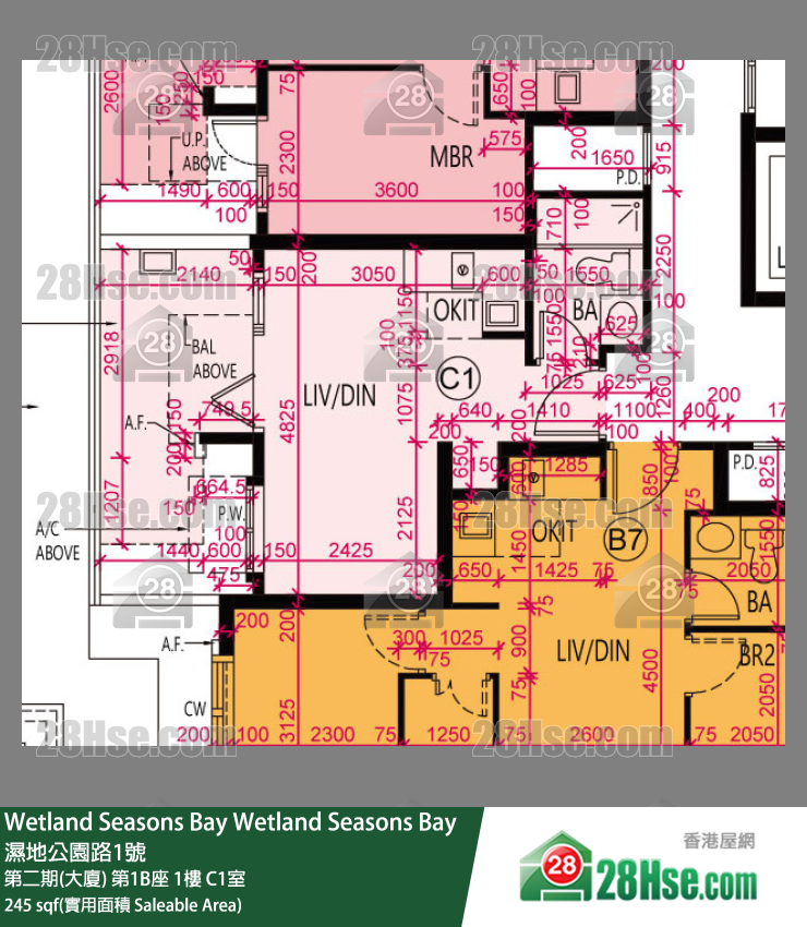 Wetland Seasons Bay 第二期(大廈) 第1B座 1樓 C1室 平面圖