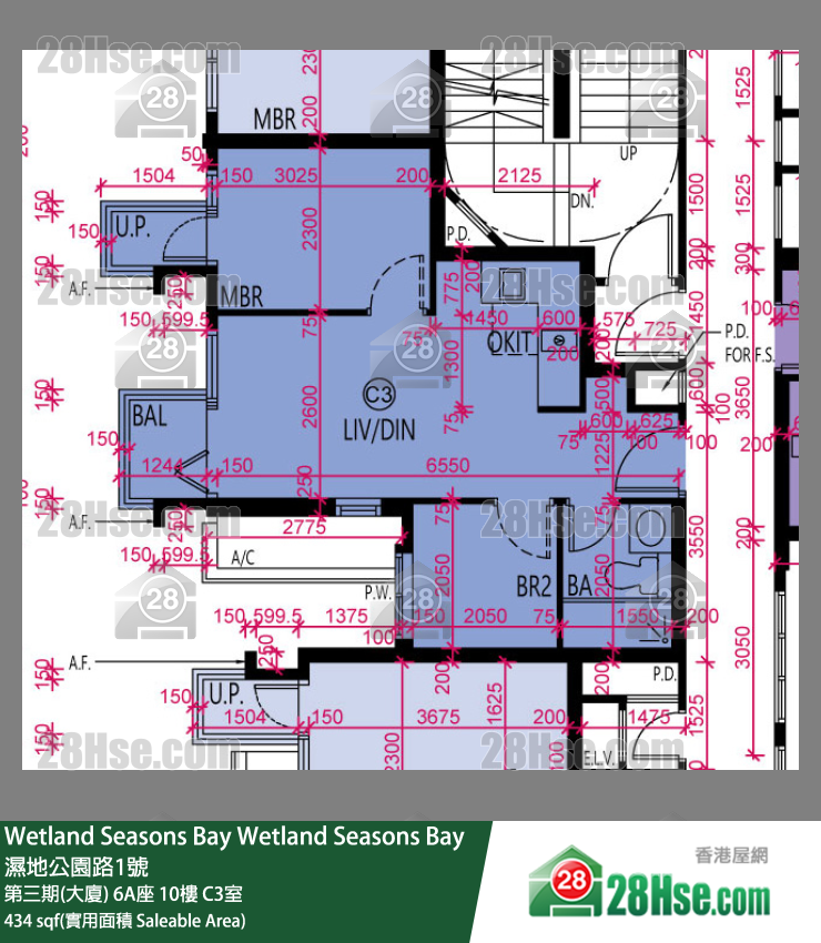 Wetland Seasons Bay 第三期(大厦)6A座10楼 C3室 平面图